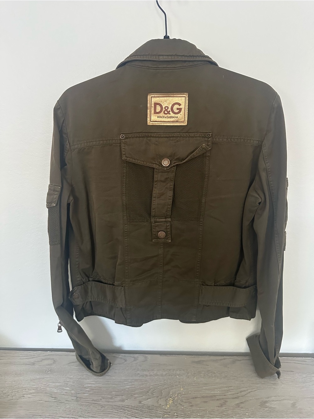 Dolce & Gabbana Vintage Olive Military-Style Jacket with Patch Logo